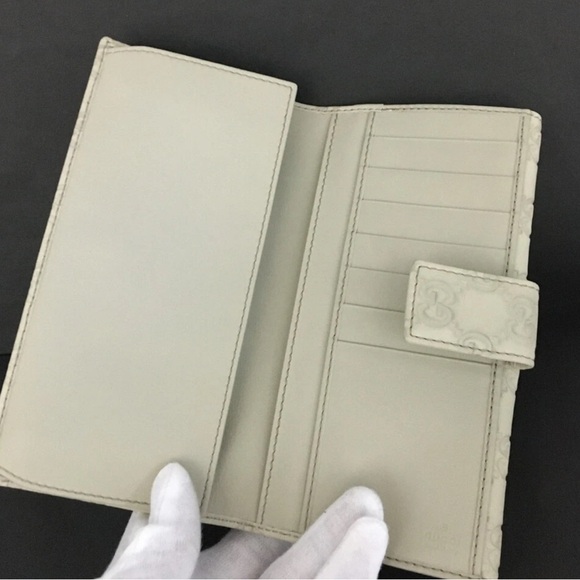 Gucci Cream Guccissima GG Embossed Long Wallet - Picture 6 of 11